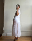 Vintage 80s Pleated Lace Tee Dress Ivory