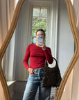 Vintage 90s Pure Wool Knit Top Deep Red