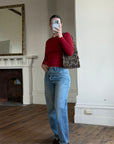 Vintage 90s Pure Wool Knit Top Deep Red