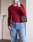 Vintage 90s Pure Wool Knit Top Deep Red
