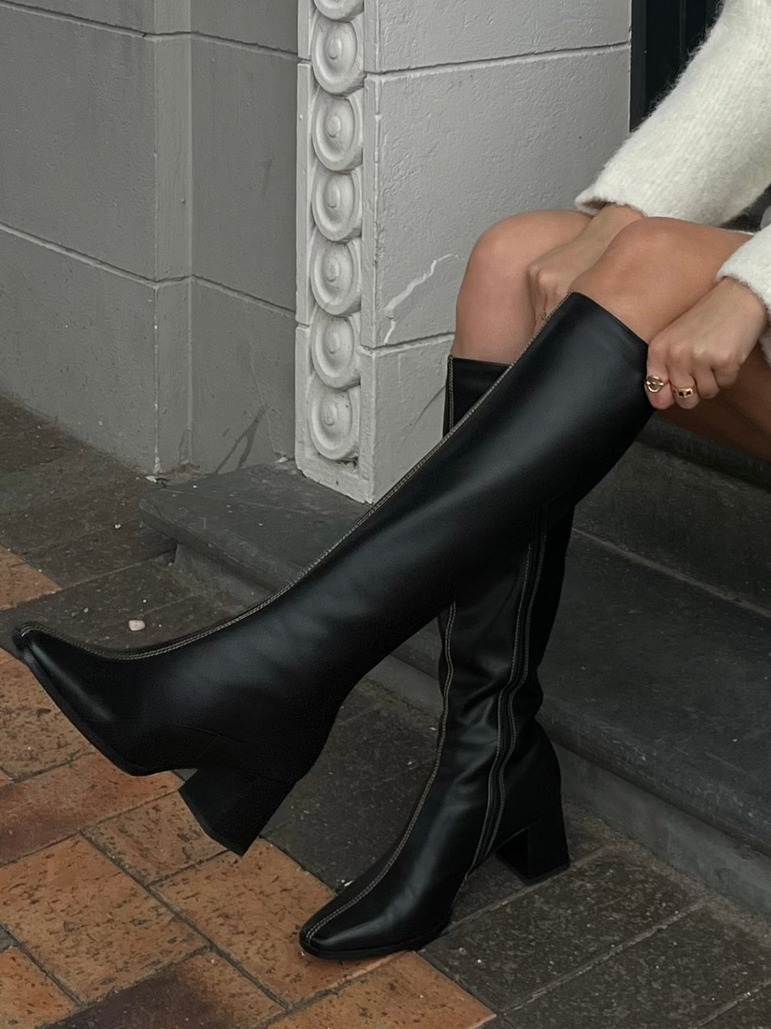 Daisy Leather Calf High Boots Black