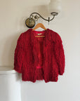 Vintage 40s Fringed Tie Jacket Scarlet Red