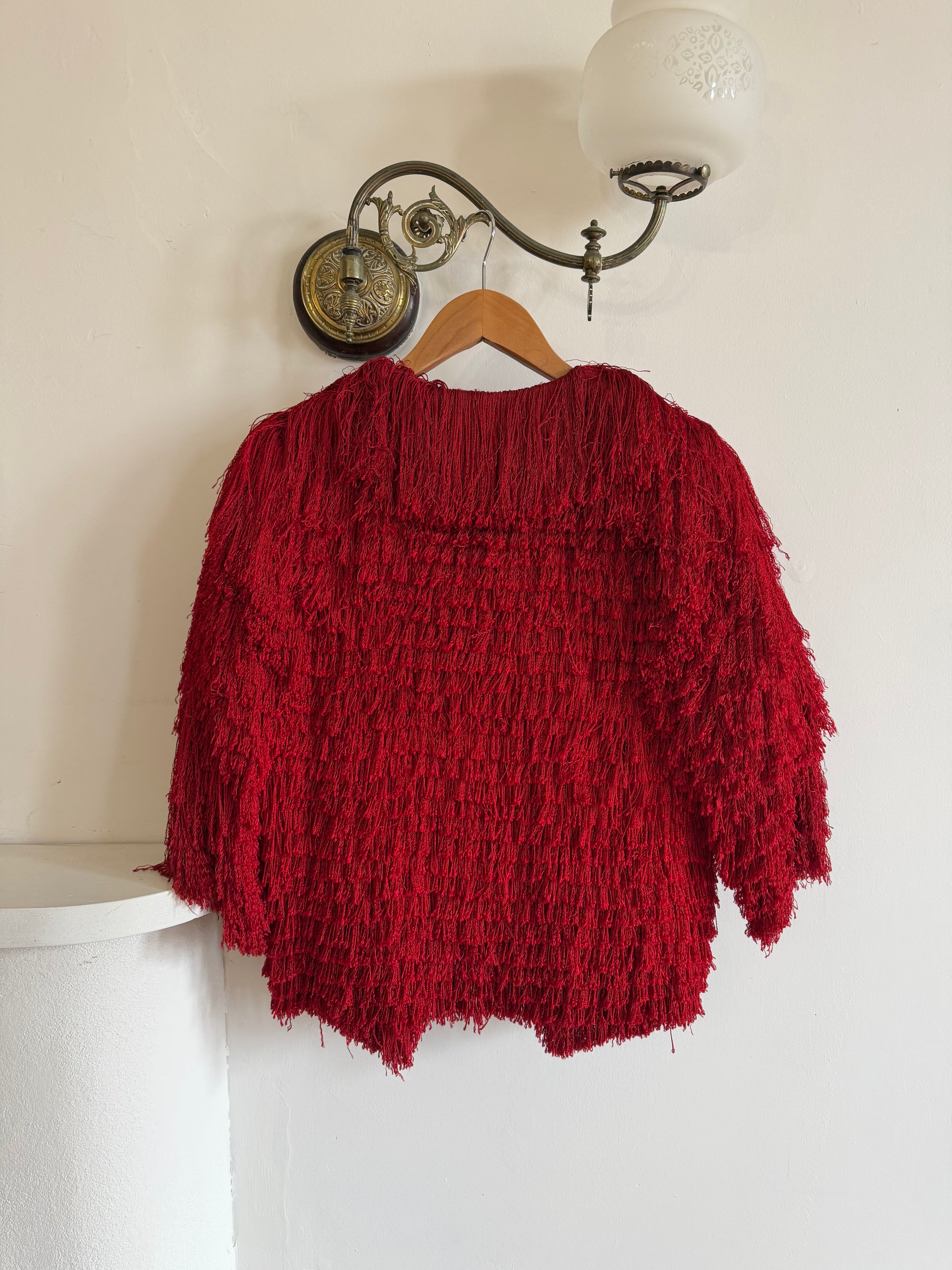 Vintage 40s Fringed Tie Jacket Scarlet Red