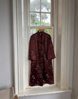Vintage 60s Frog Closure Satin Brocade Mid Length Jacket Chocolate