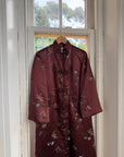 Vintage 60s Frog Closure Satin Brocade Mid Length Jacket Chocolate