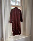 Vintage 60s Frog Closure Satin Brocade Mid Length Jacket Chocolate