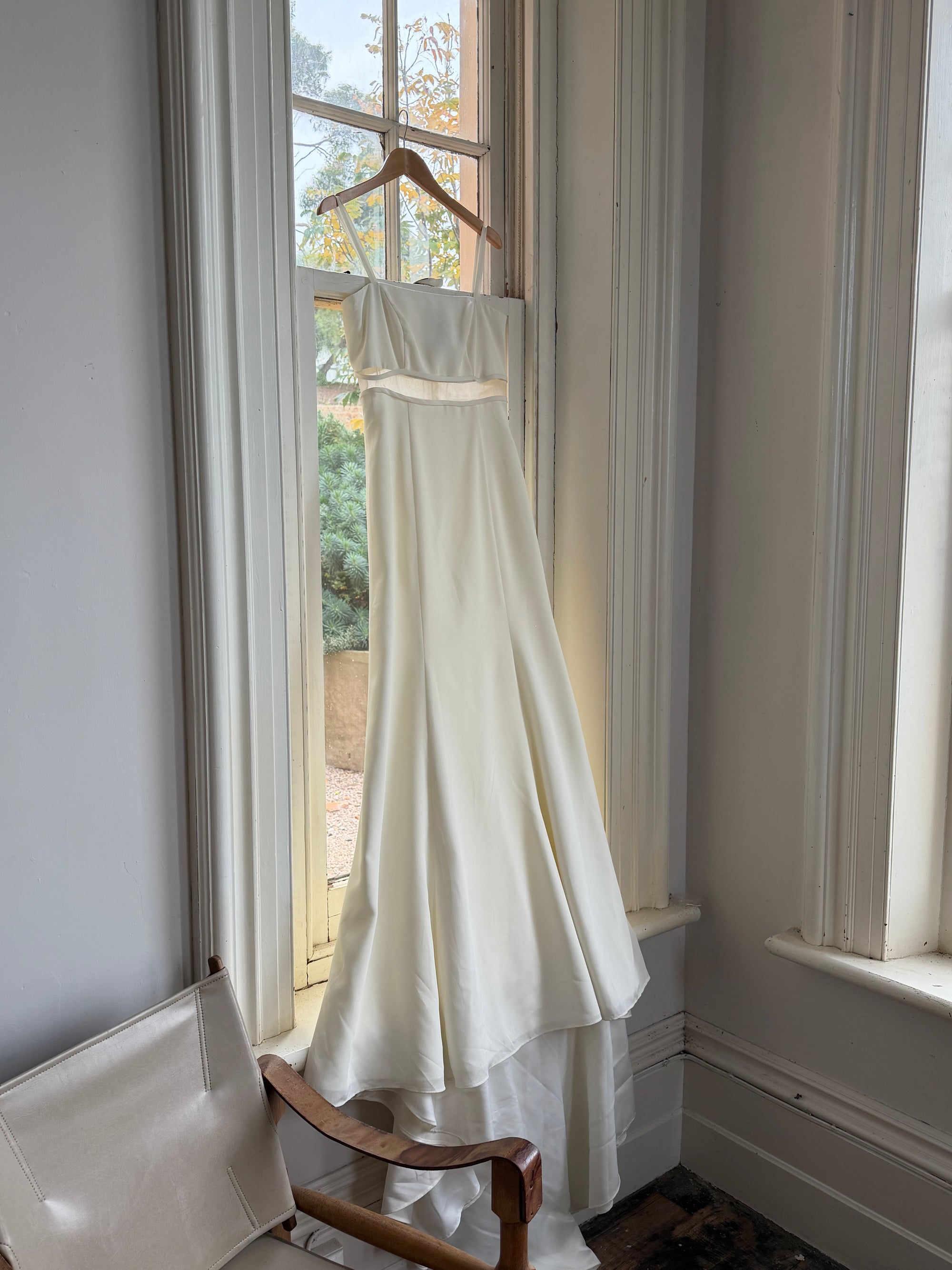 Vintage Italian 90s Minimalist Dress With Train
