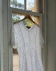 Vintage 80s Pleated Lace Tee Dress Ivory