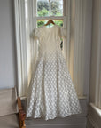 Vintage 60s Lace Puff Sleeve Wedding Dress with Bows