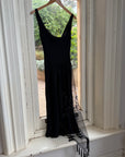 Vintage 90s Asymmetrical Beaded Fringe Cowl Dress