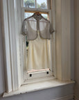 Vintage 90s Italian Couture Pearl Beaded Caplet and Satin Mini Dress Set