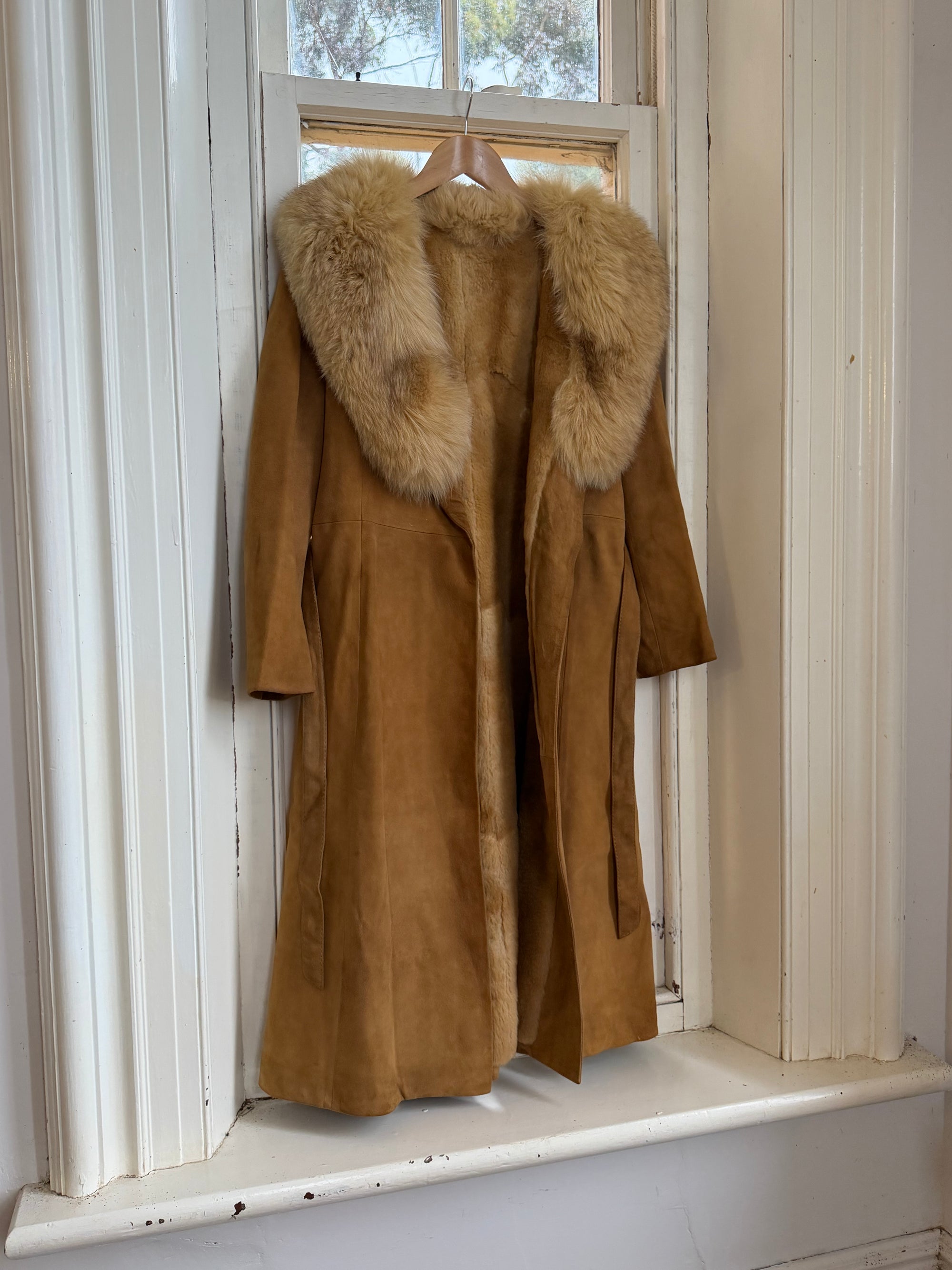 Vintage 90s Suede Fur Penny Lane Caramel
