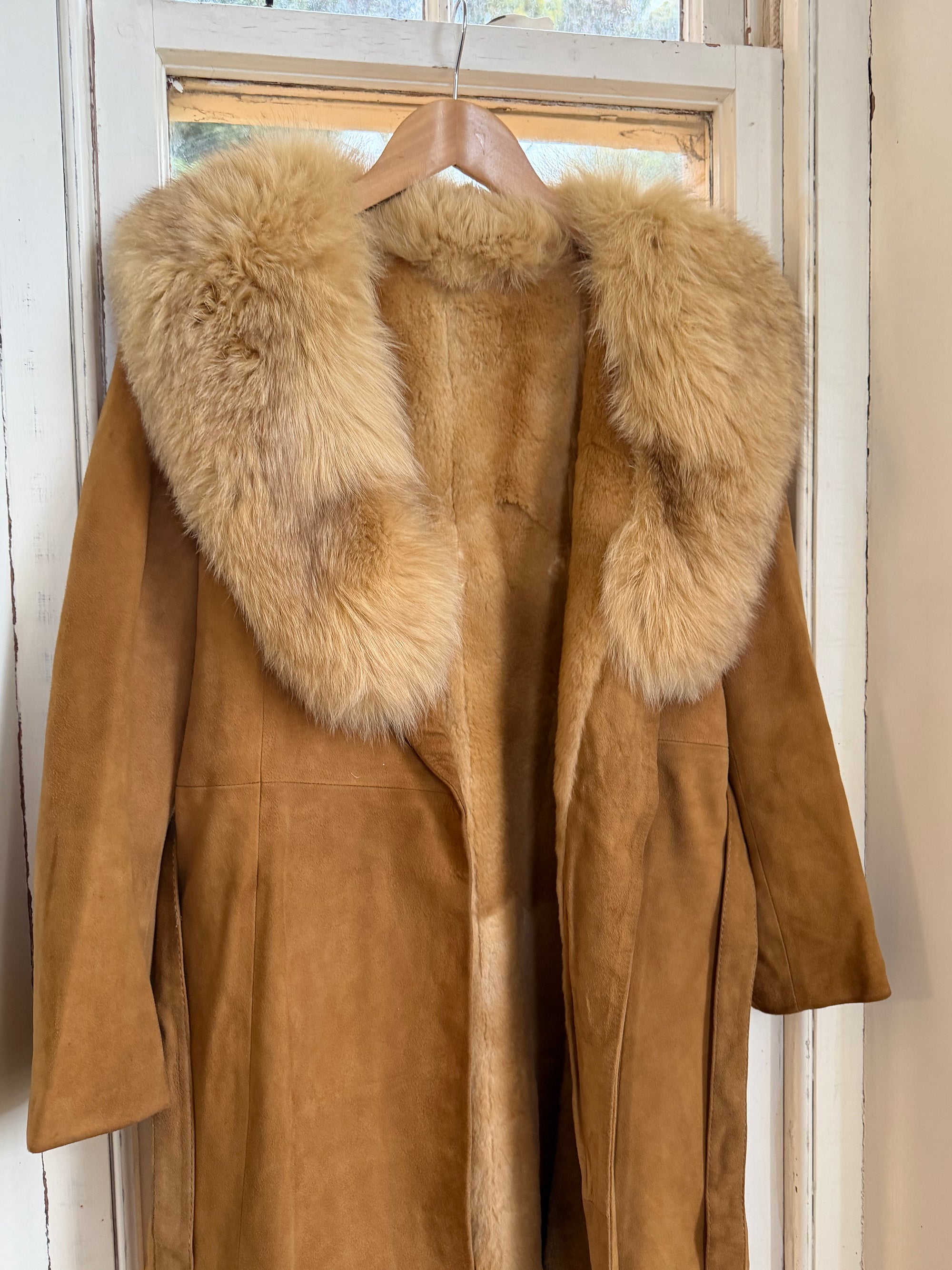 Vintage 90s Suede Fur Penny Lane Caramel