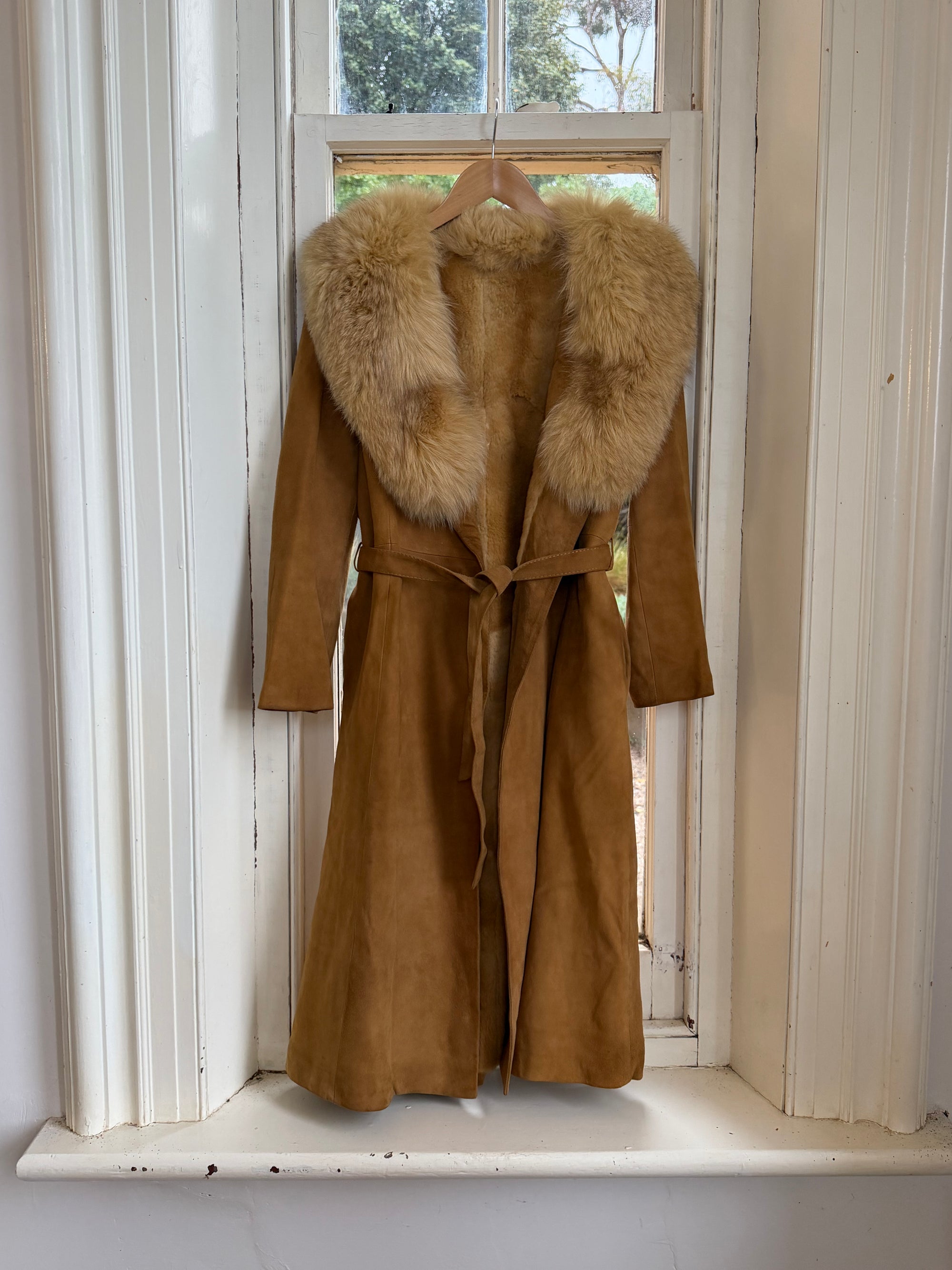 Vintage 90s Suede Fur Penny Lane Caramel