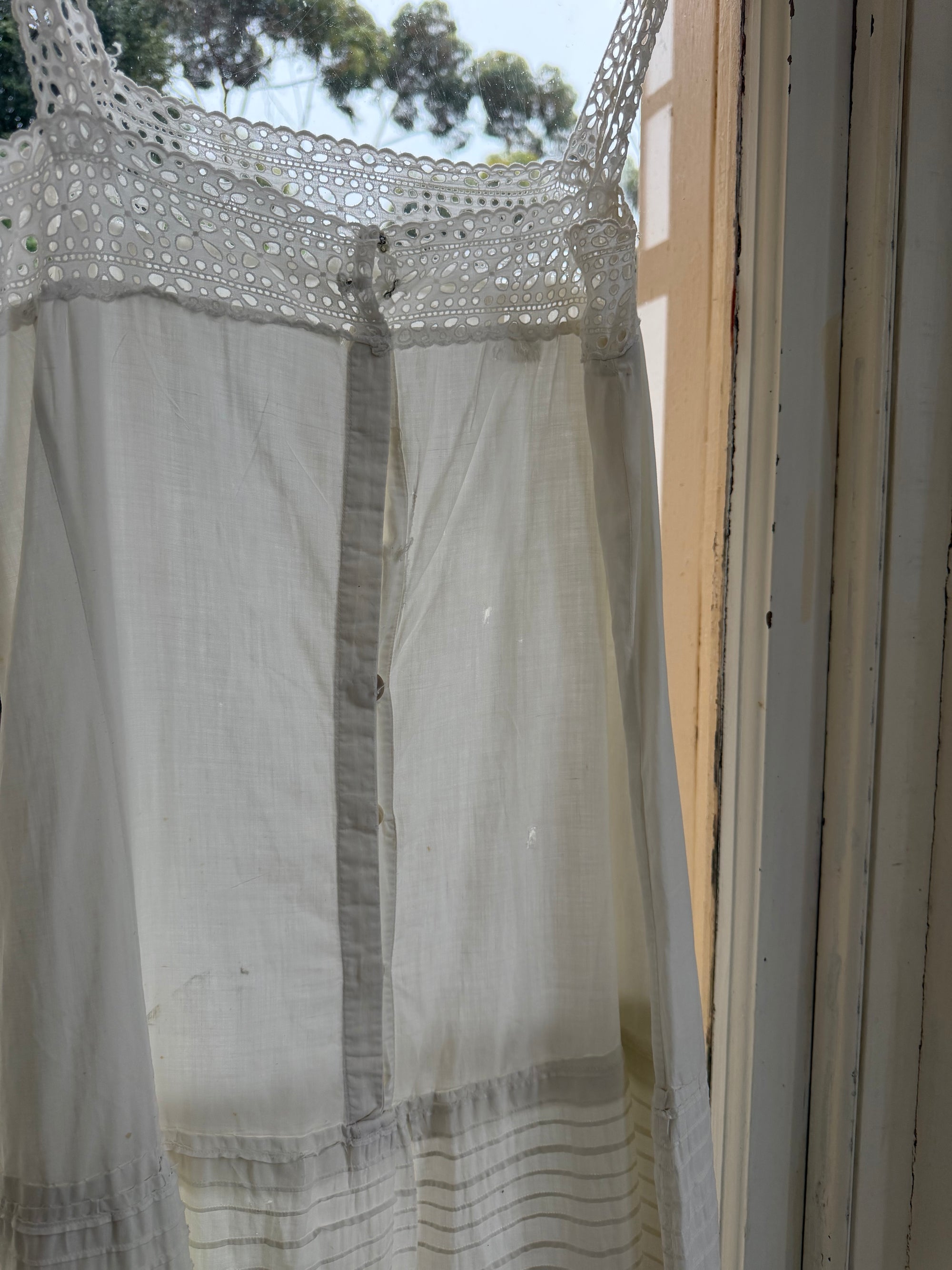 Vintage Edwardian White Cotton Crochet Lace Sundress