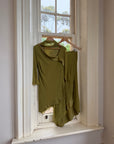 Vintage 90s Pure Silk 3-Piece Asymmetrical Set Olive