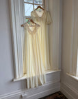 Vintage 80s Creme Lace Peignoir and Slip Set
