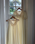 Vintage 80s Creme Lace Peignoir and Slip Set
