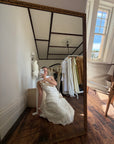 Vintage 90s Pure Silk 3D Rose Appliqué Wedding Dress White