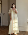 Vintage 80s Creme Lace Peignoir and Slip Set
