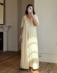 Vintage 80s Creme Lace Peignoir and Slip Set