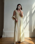 Vintage 80s Creme Lace Peignoir and Slip Set