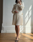 Vintage 70s Pleated Bow Waist Dress