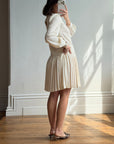 Vintage 70s Pleated Bow Waist Dress