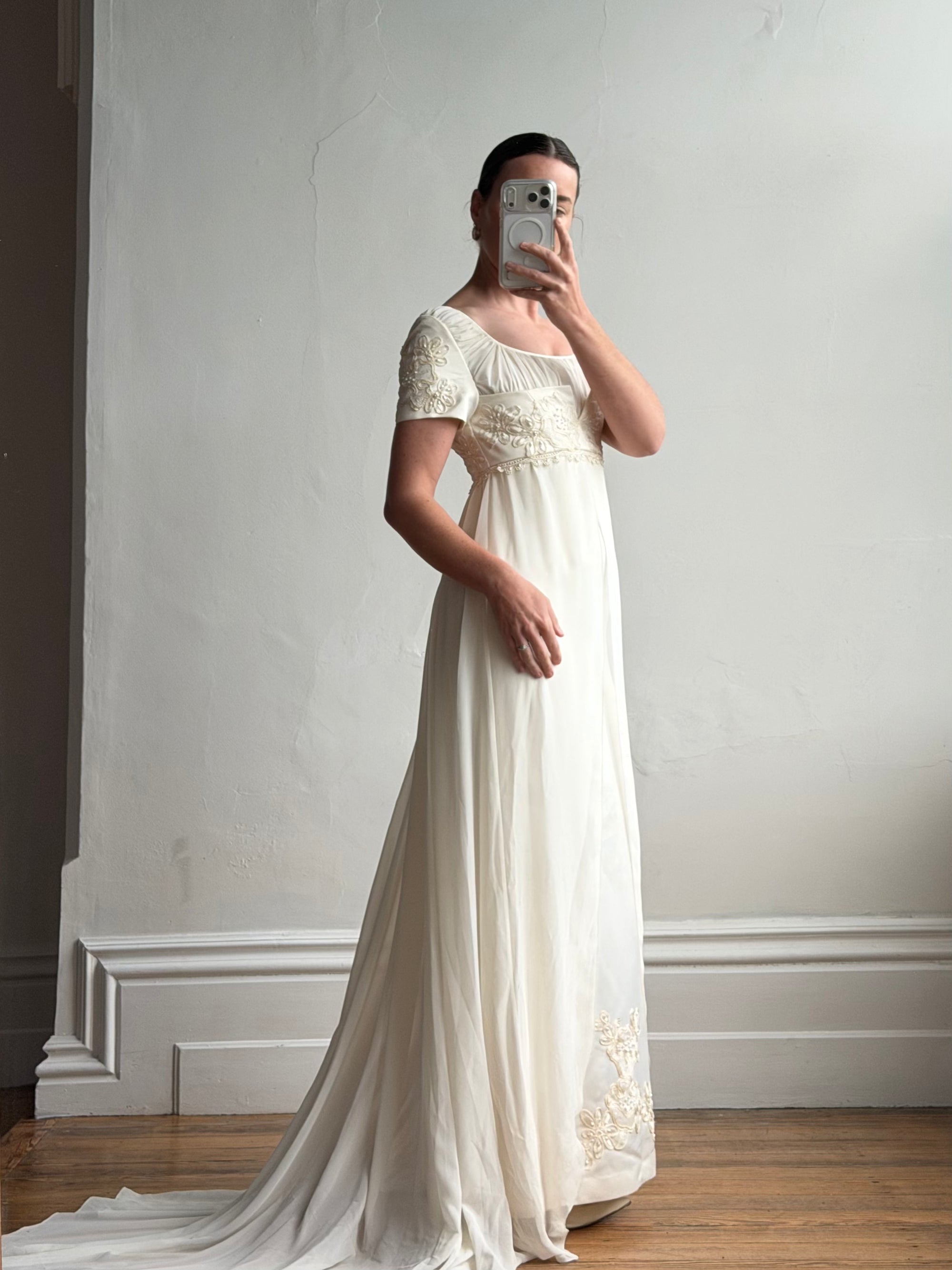 Vintage 90s Romantic Cap Sleeve Wedding Gown