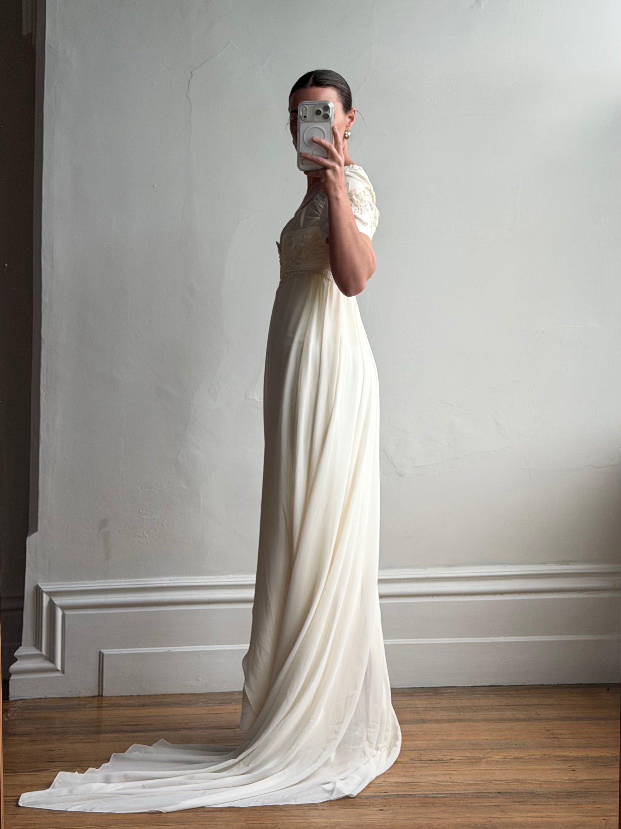 Vintage 90s Romantic Cap Sleeve Wedding Gown