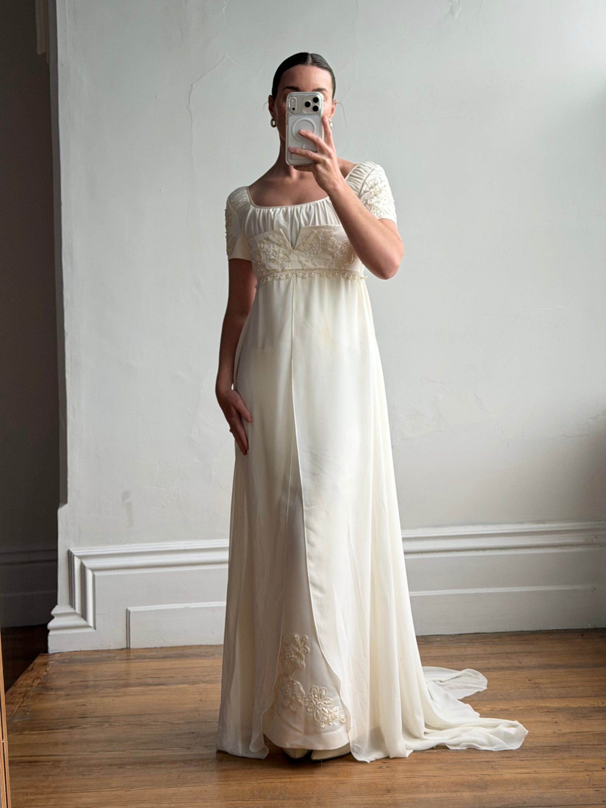 Vintage 90s Romantic Cap Sleeve Wedding Gown