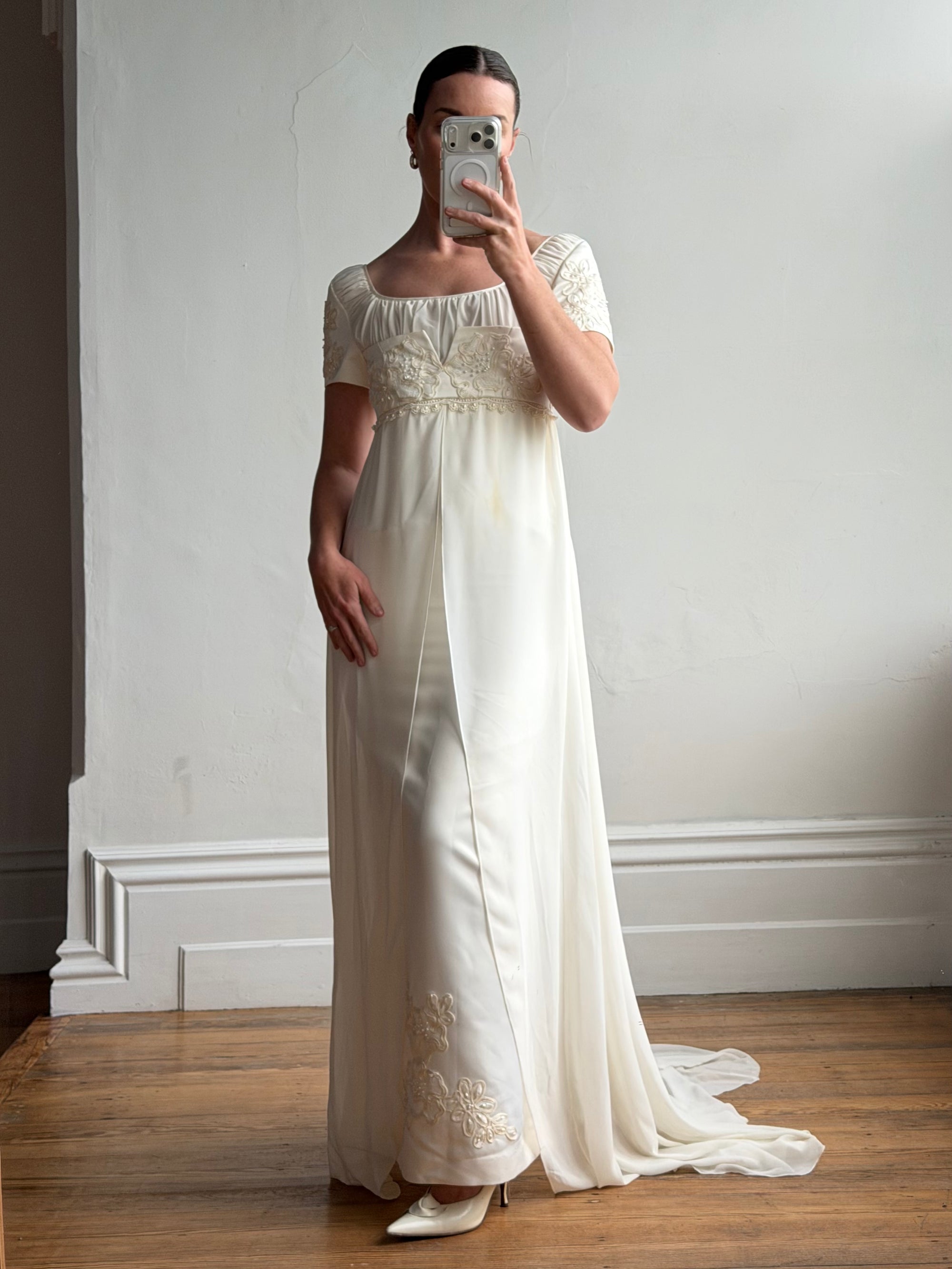 Vintage 90s Romantic Cap Sleeve Wedding Gown