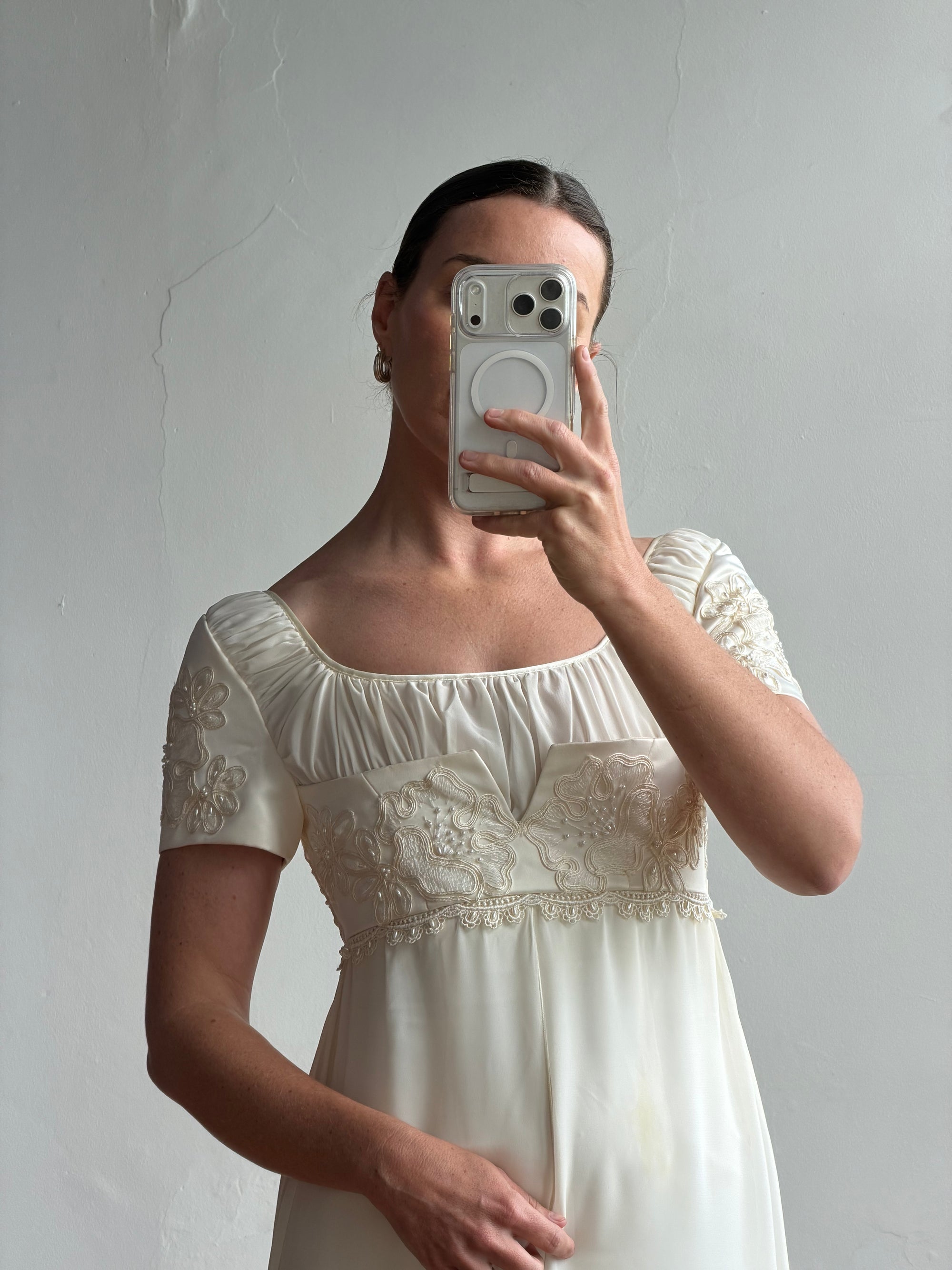 Vintage 90s Romantic Cap Sleeve Wedding Gown