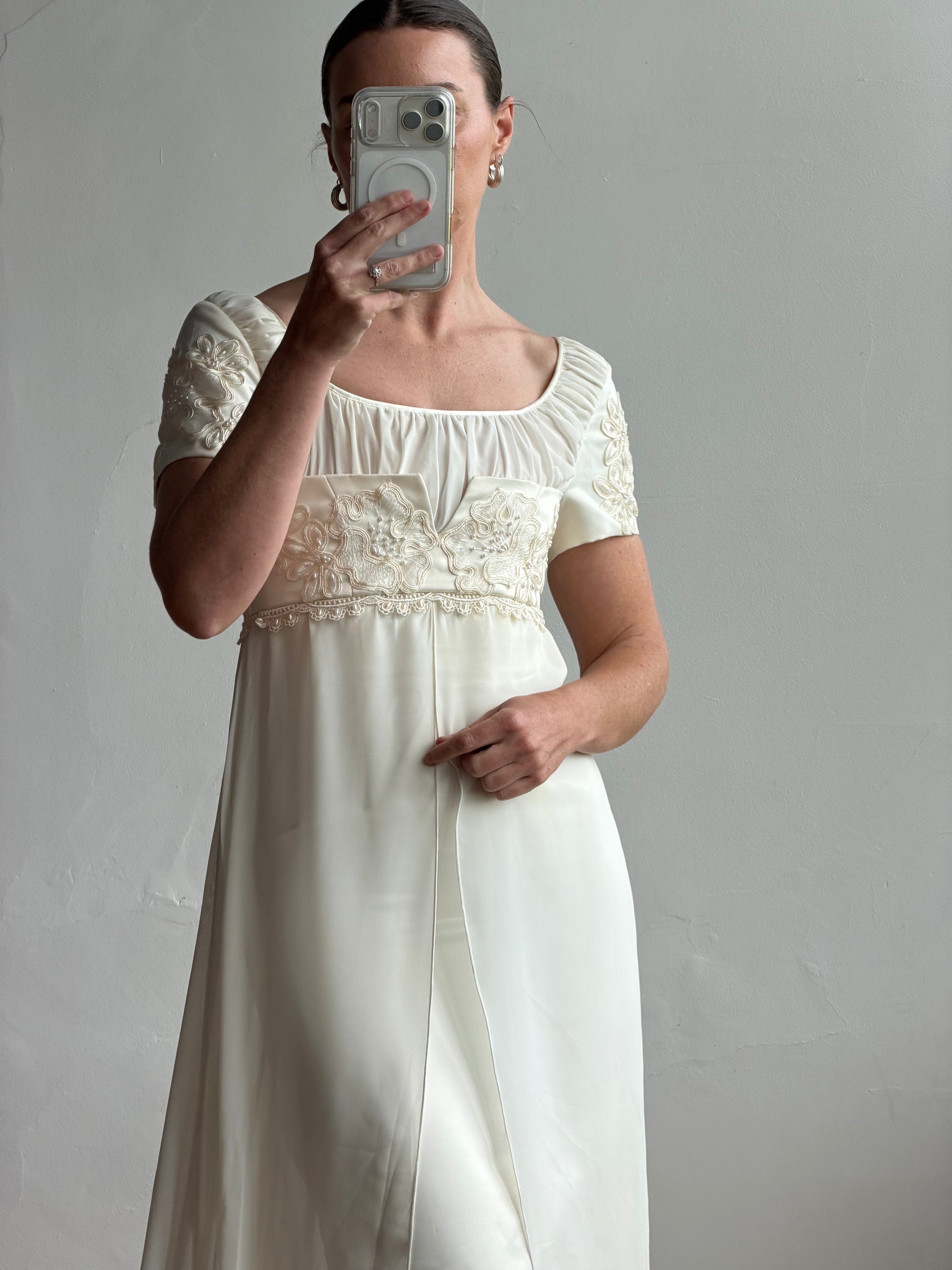 Vintage 90s Romantic Cap Sleeve Wedding Gown