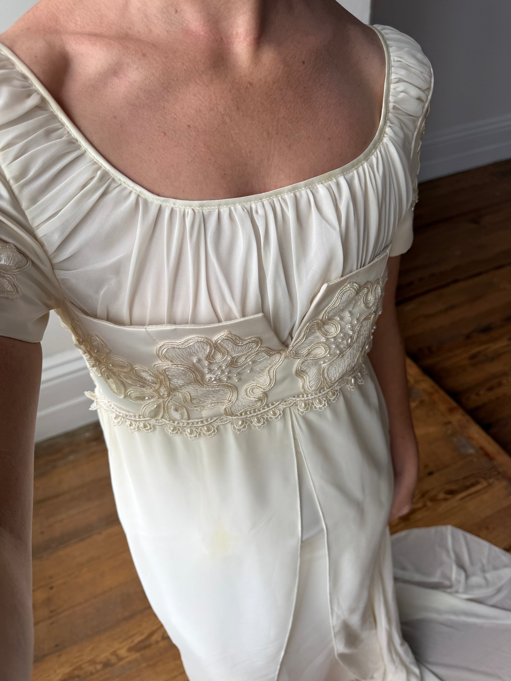 Vintage 90s Romantic Cap Sleeve Wedding Gown