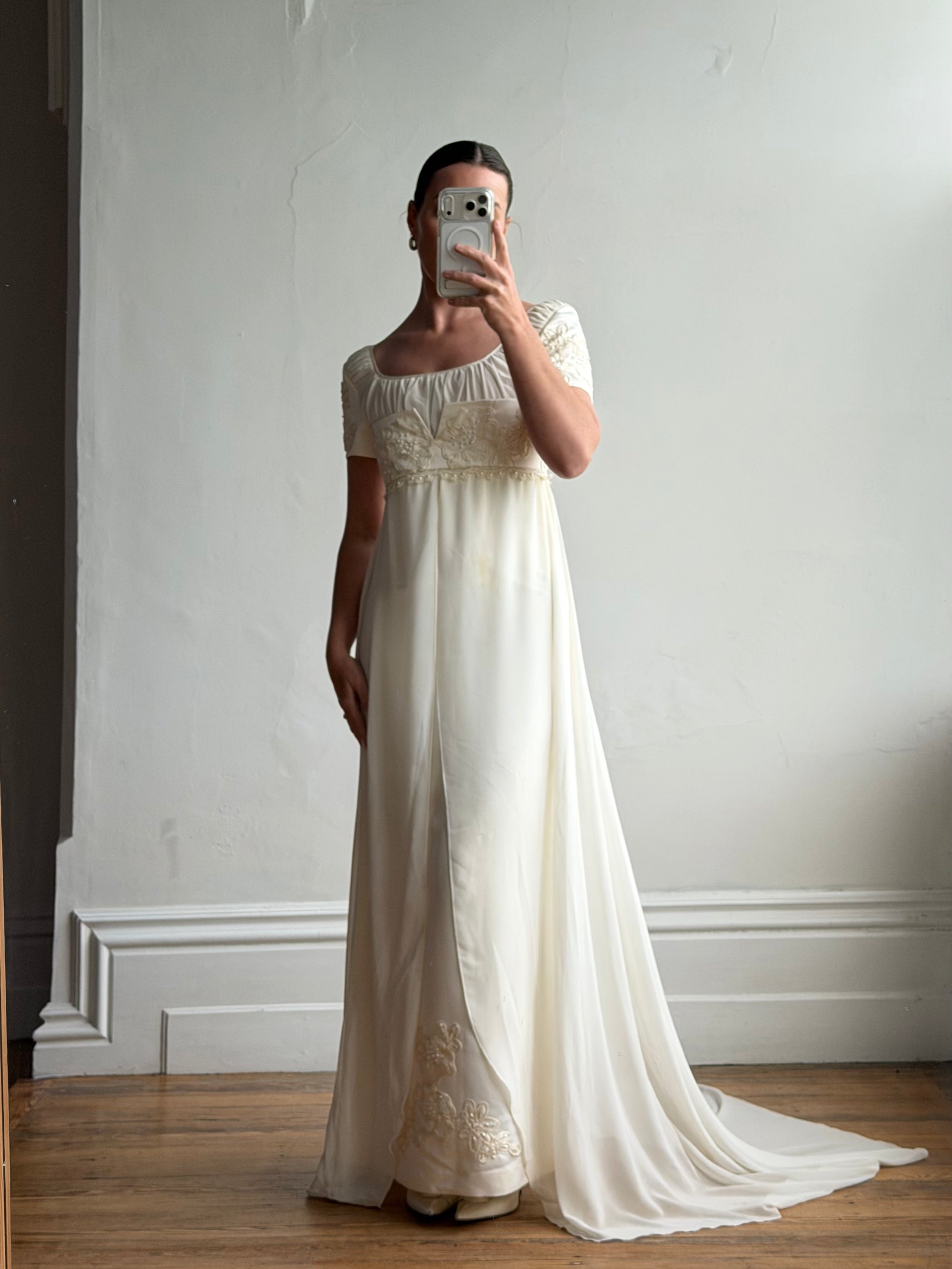 Vintage 90s Romantic Cap Sleeve Wedding Gown