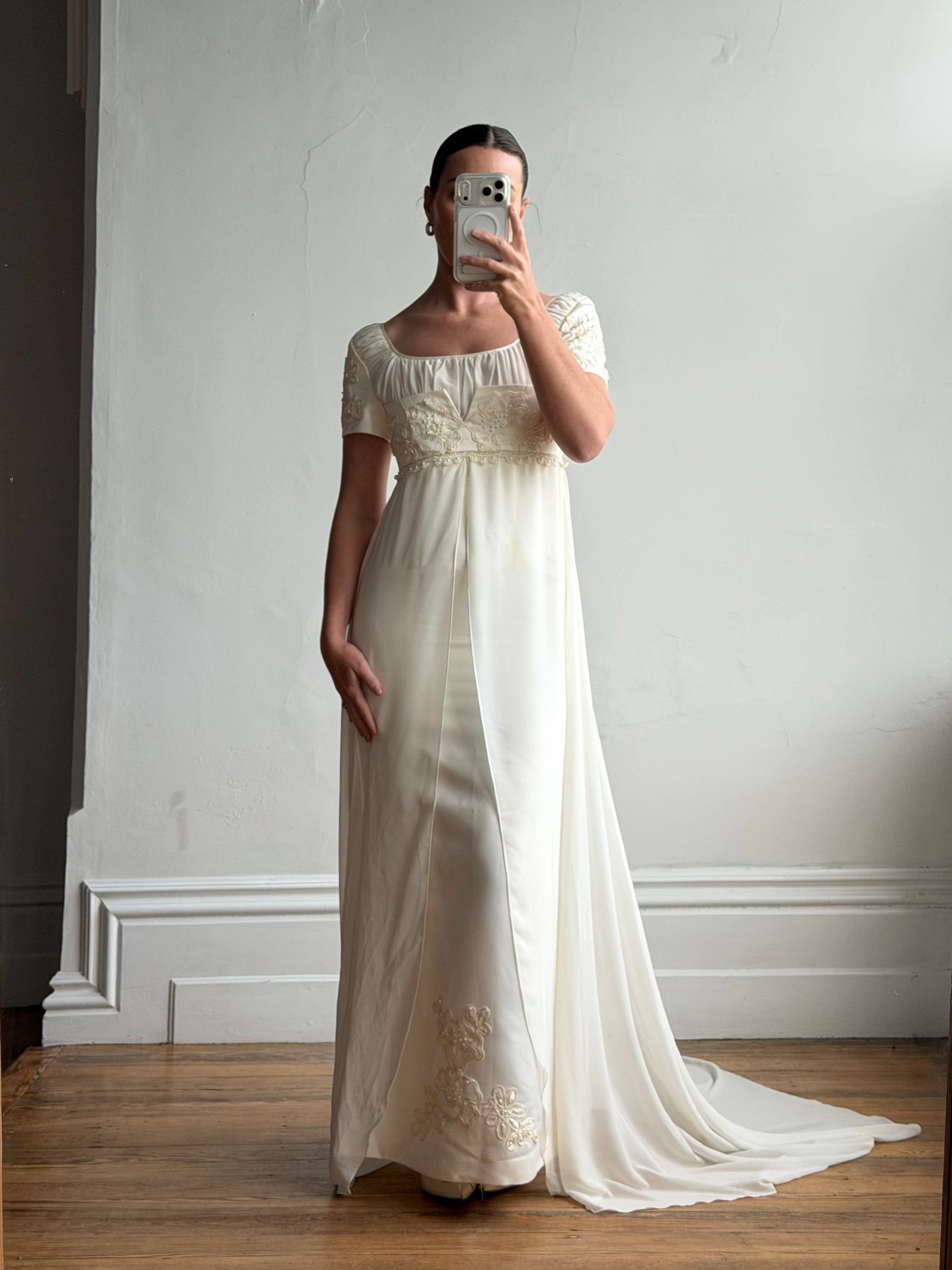 Vintage 90s Romantic Cap Sleeve Wedding Gown