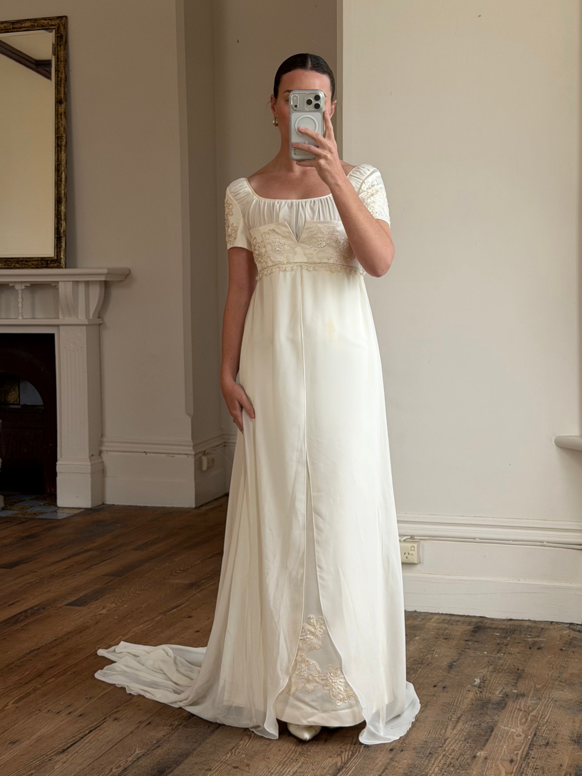Vintage 90s Romantic Cap Sleeve Wedding Gown
