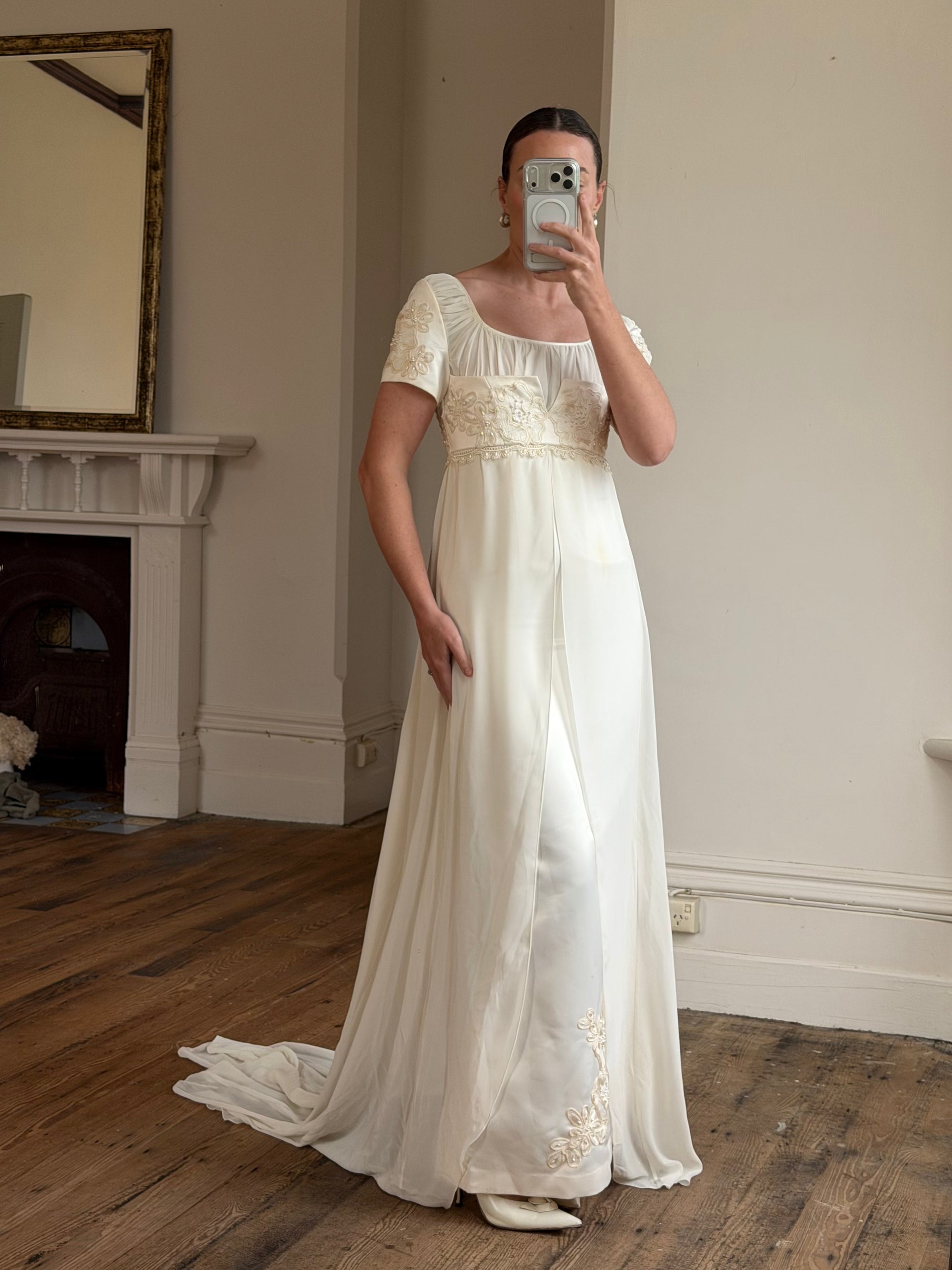 Vintage 90s Romantic Cap Sleeve Wedding Gown