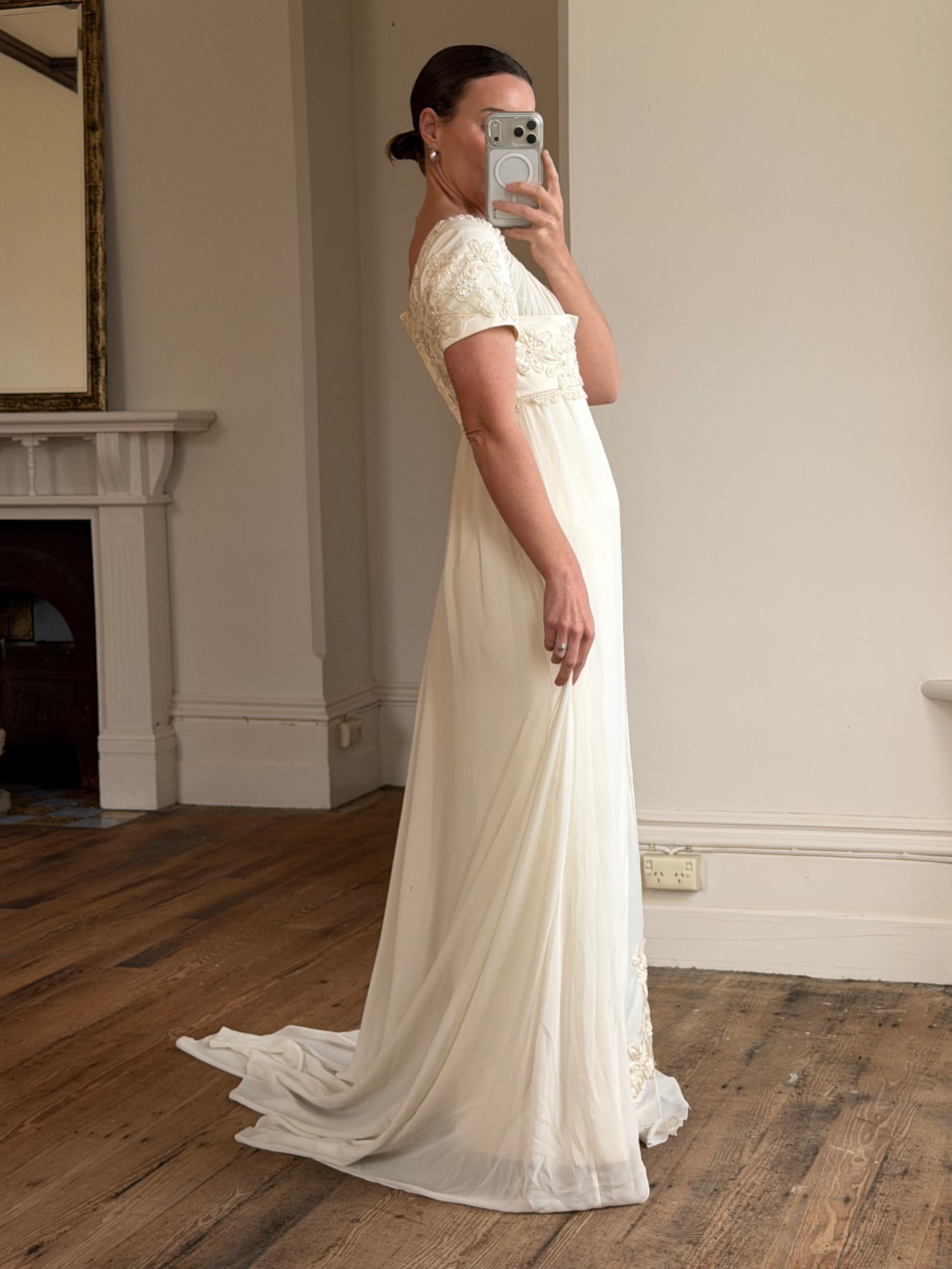 Vintage 90s Romantic Cap Sleeve Wedding Gown