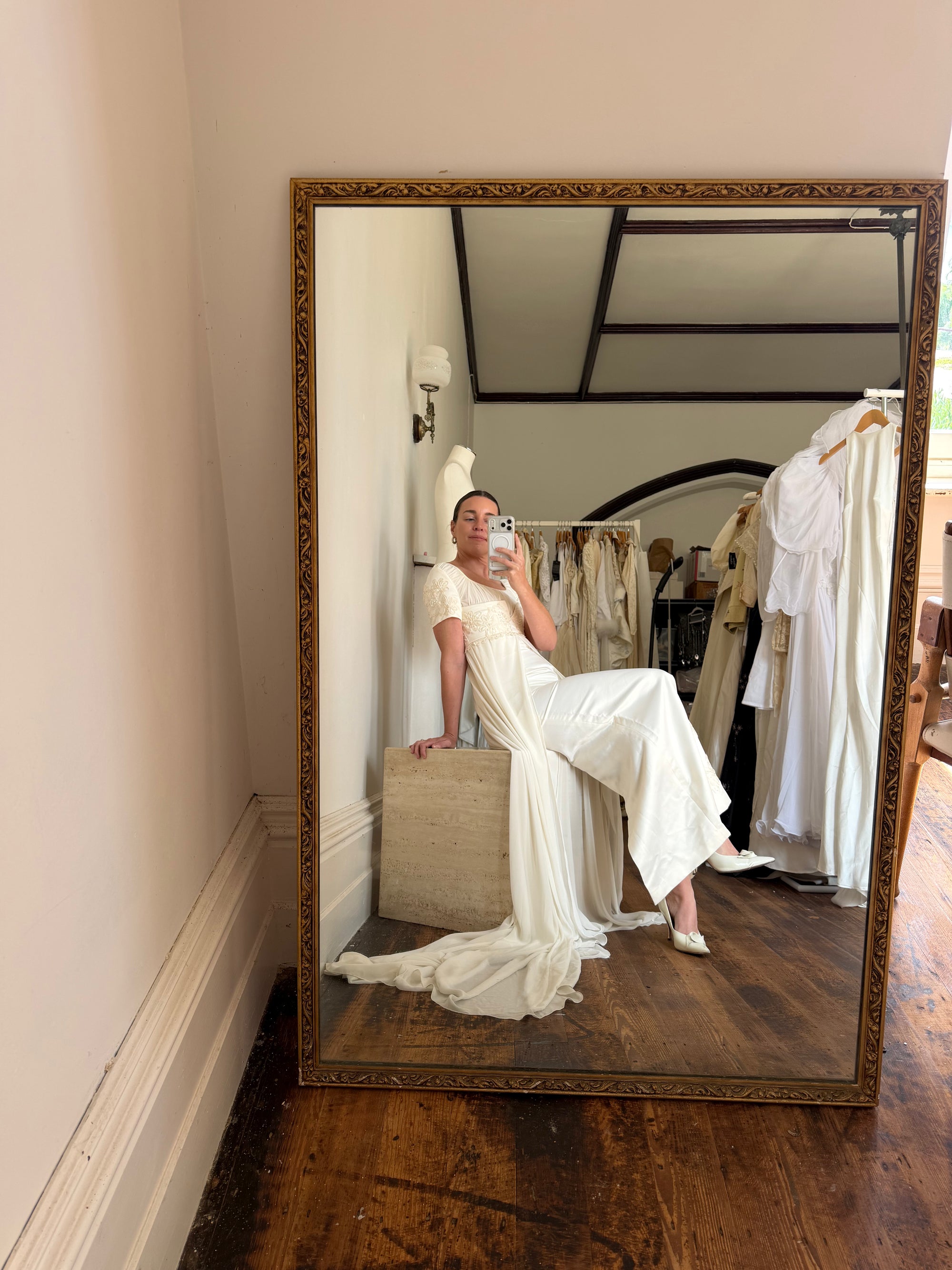 Vintage 90s Romantic Cap Sleeve Wedding Gown