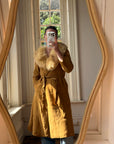 Vintage 90s Suede Fur Penny Lane Caramel