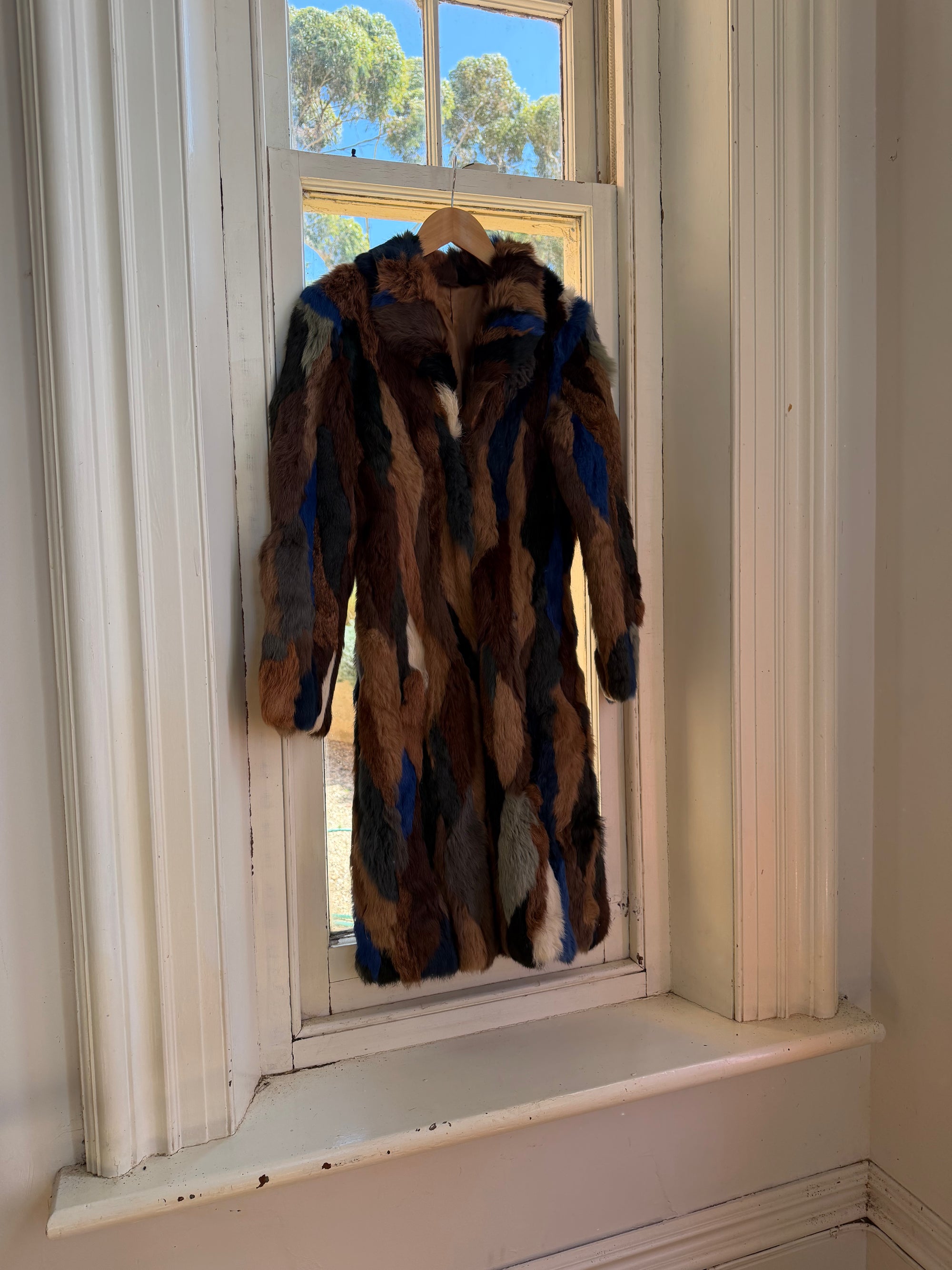 Vintage 90s Multi-Colour Patchwork Fur Coat