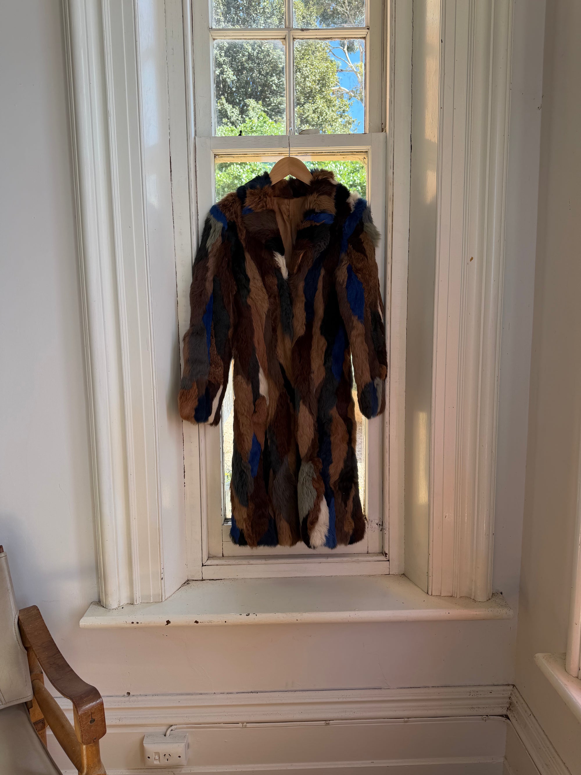Vintage 90s Multi-Colour Patchwork Fur Coat