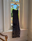 Vintage 90s Navy Floral Mesh Maxi Slip Dress