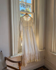 Vintage 60s Lace Yoke Pintuck Embroidered Prairie Wedding Dress