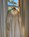 Vintage 60s Lace Yoke Pintuck Embroidered Prairie Wedding Dress