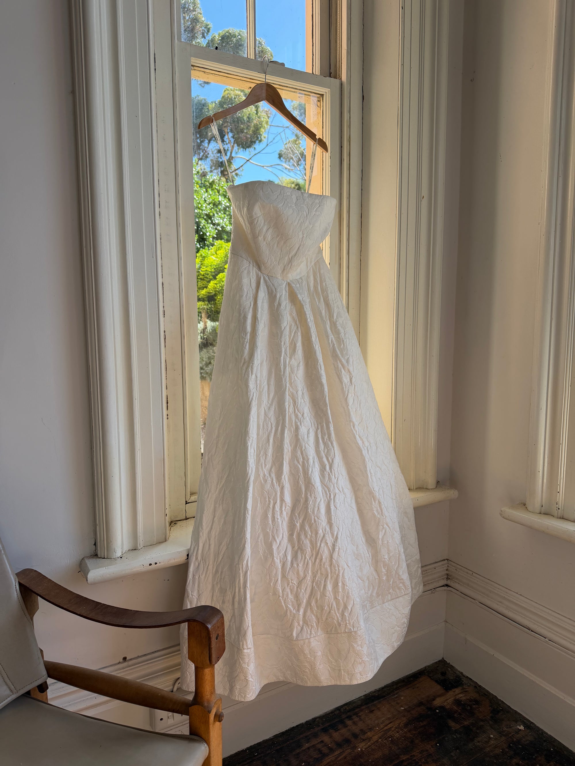 Vintage Y2K Floral Jacquard Strapless Ballgown