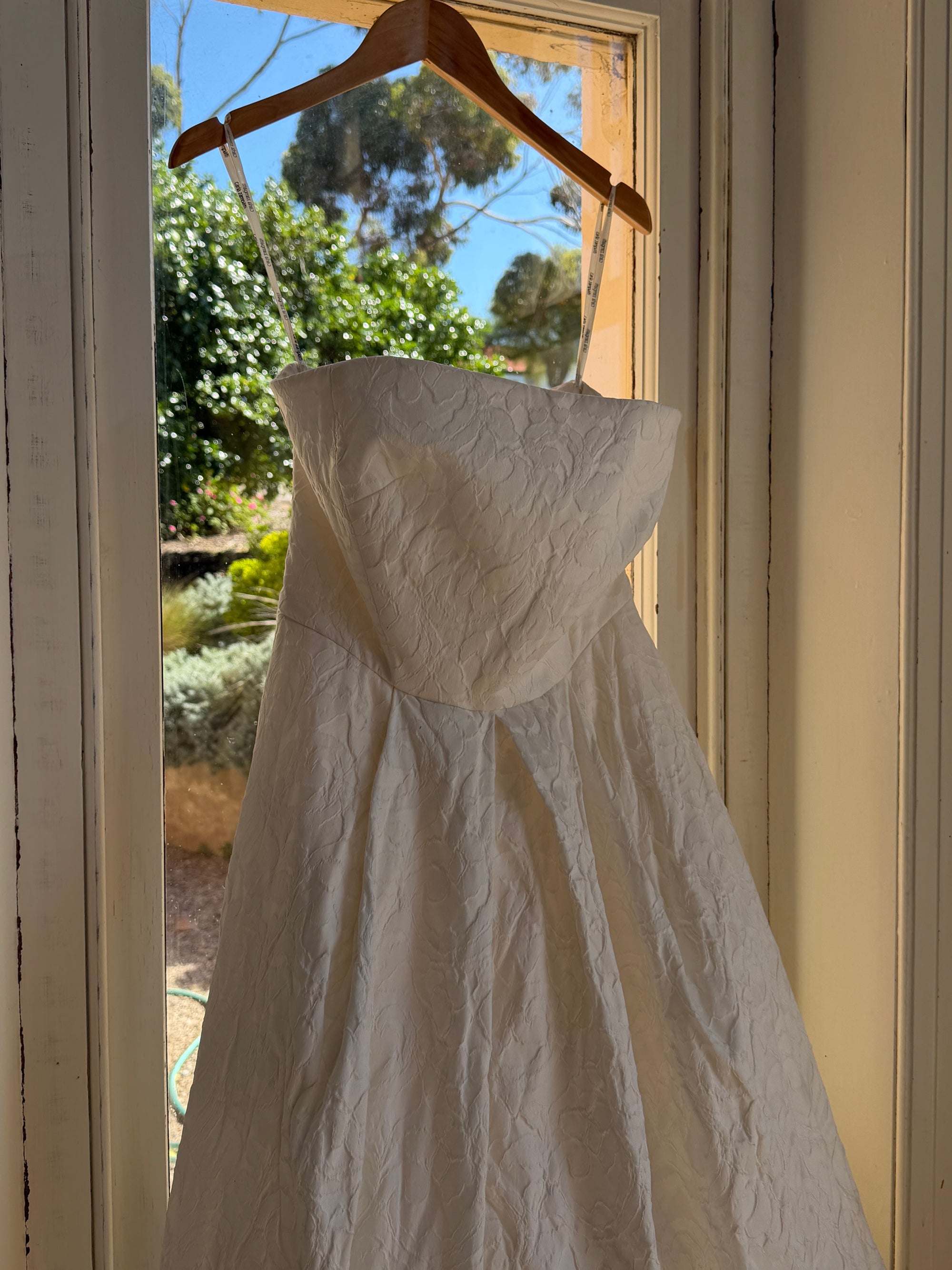 Vintage Y2K Floral Jacquard Strapless Ballgown