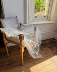 Vintage Reworked White Tulle Bridal Veil with 3D Flowers